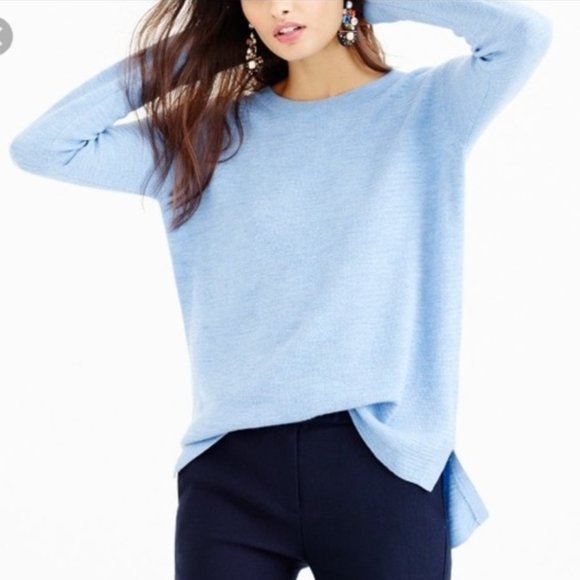J. Crew Sweaters - J Crew Light Blue Merino Wool Tunic Hi Low Sweater